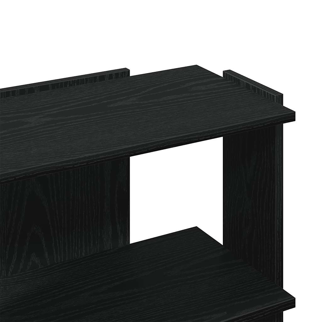 3 szintes fekete szerelt fa könyvespolc 60x30x60 cm
