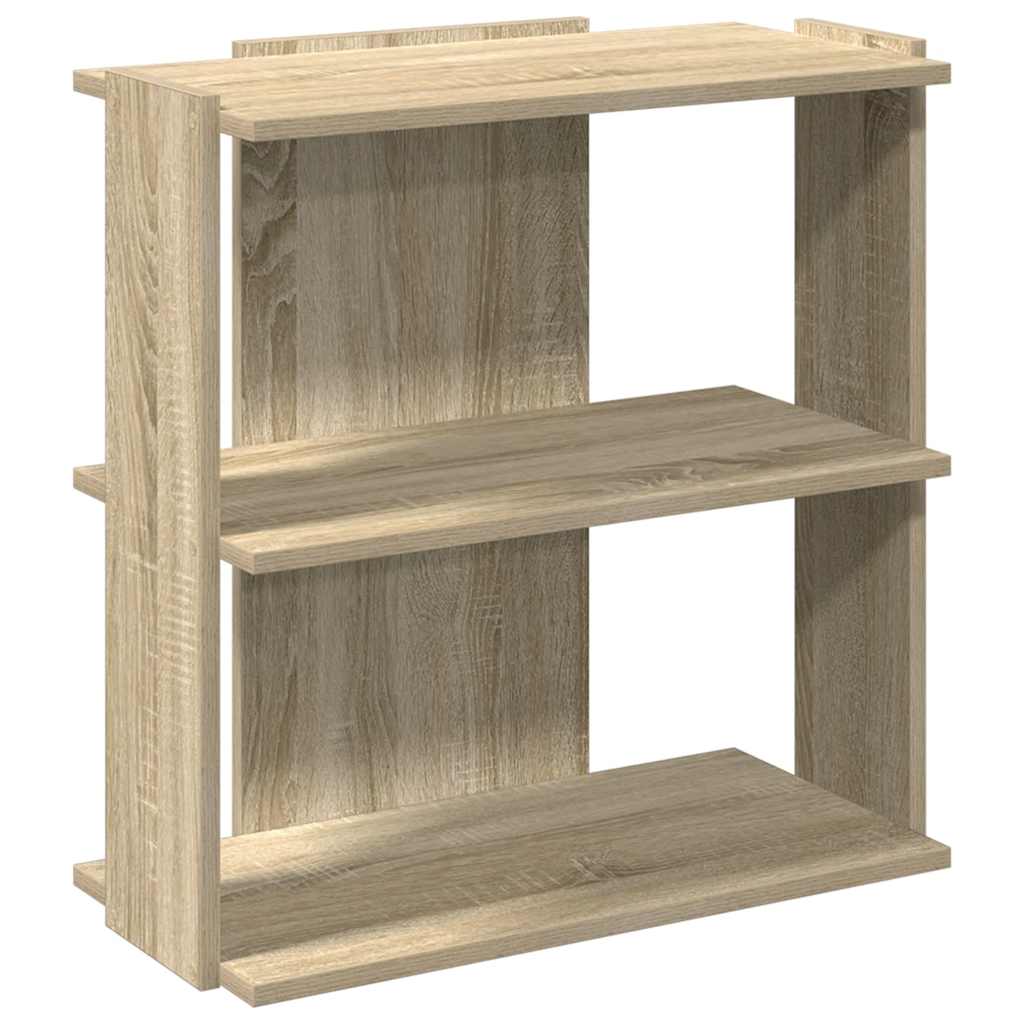 3 szintes sonoma tölgy színű szerelt fa könyvespolc 60x30x60 cm