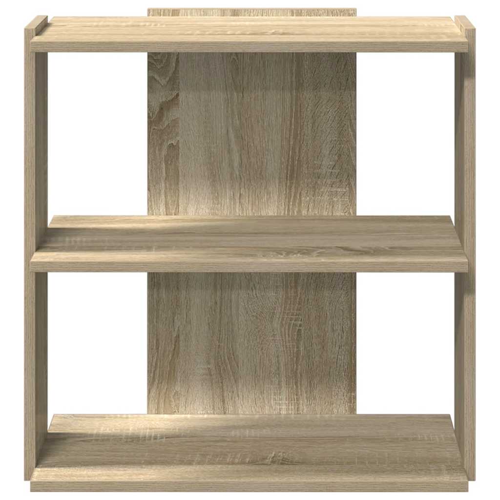 3 szintes sonoma tölgy színű szerelt fa könyvespolc 60x30x60 cm