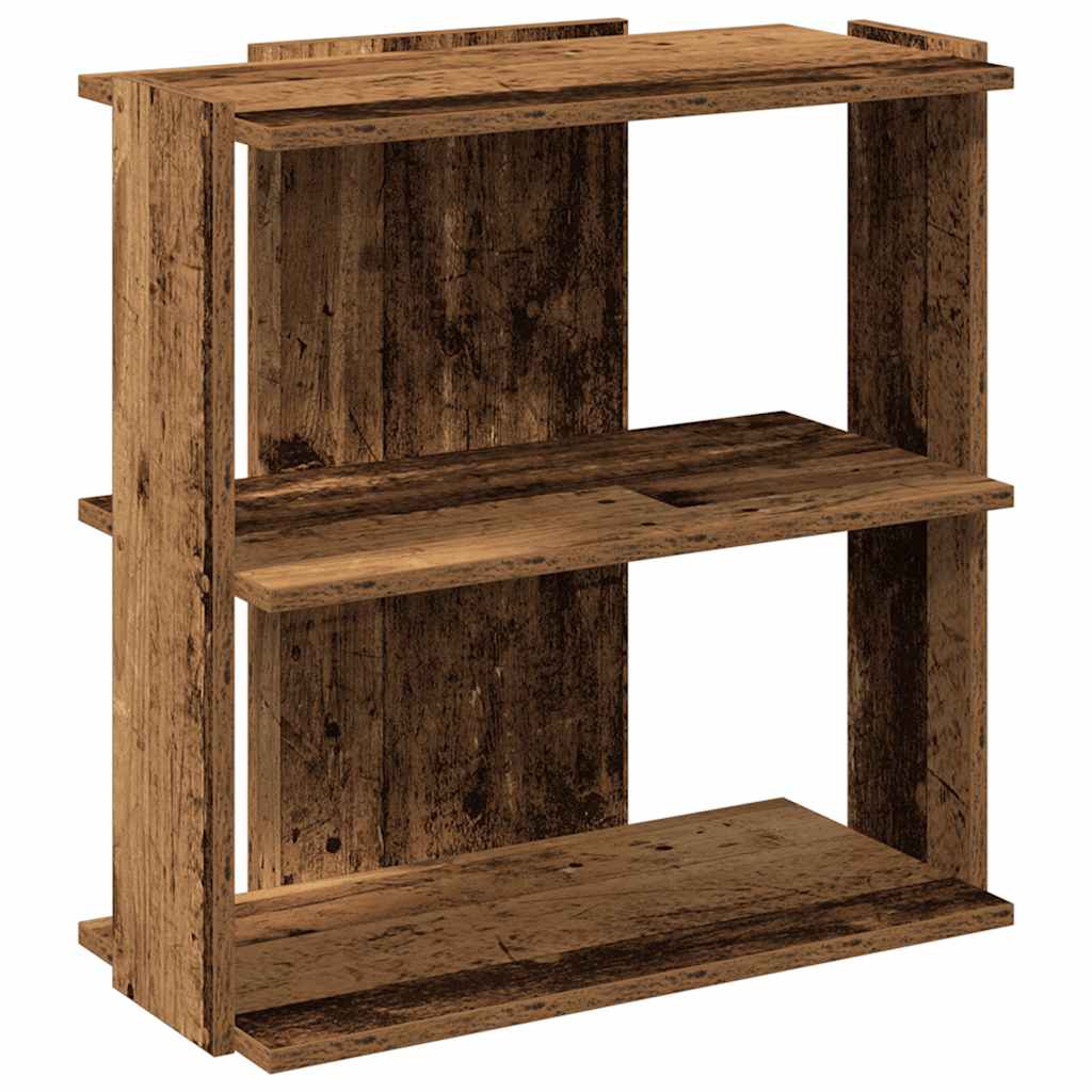 3 szintes antik fa szerelt fa könyvespolc 60 x 30 x 60 cm