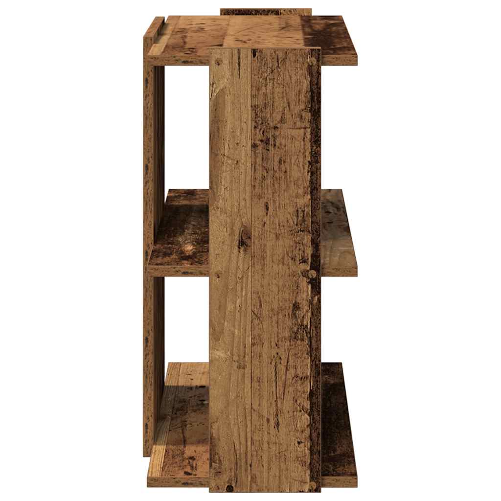 3 szintes antik fa szerelt fa könyvespolc 60 x 30 x 60 cm
