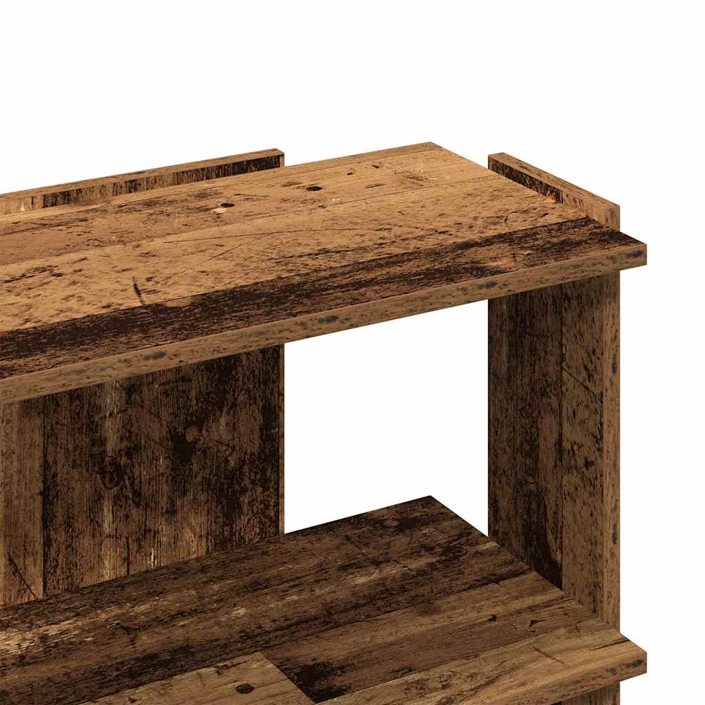 3 szintes antik fa szerelt fa könyvespolc 60 x 30 x 60 cm