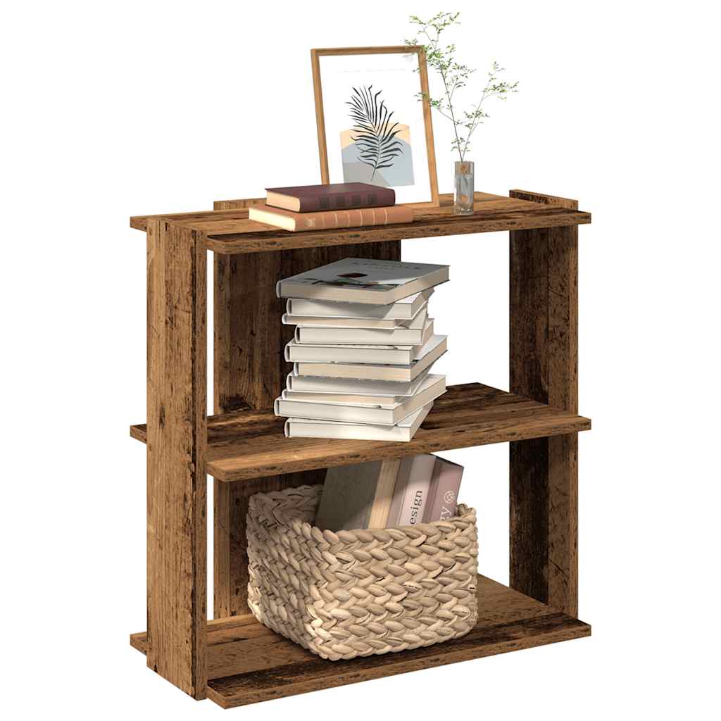 3 szintes antik fa szerelt fa könyvespolc 60 x 30 x 60 cm