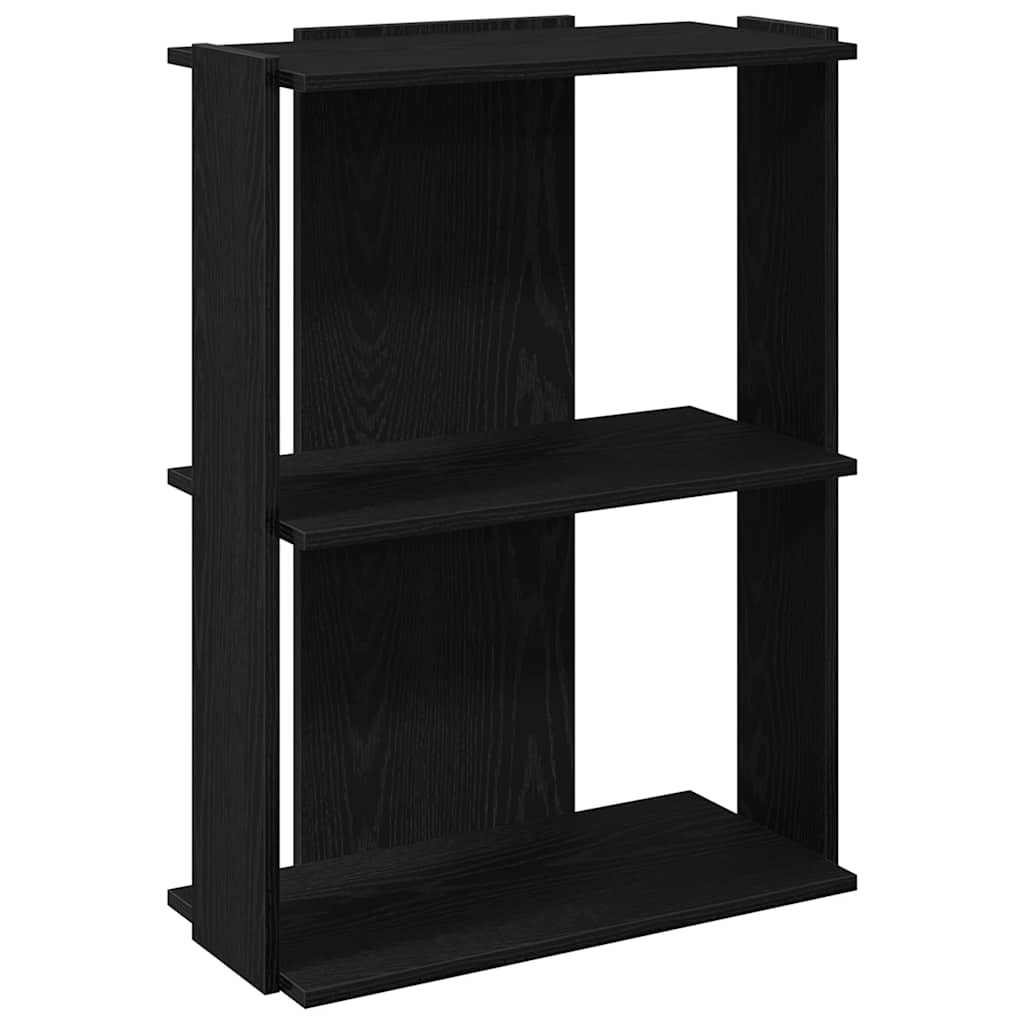 3 szintes fekete szerelt fa könyvespolc 60x30x80 cm