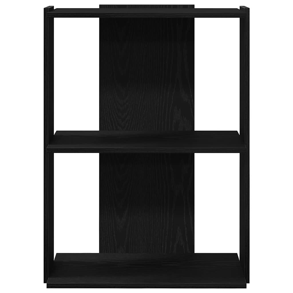 3 szintes fekete szerelt fa könyvespolc 60x30x80 cm