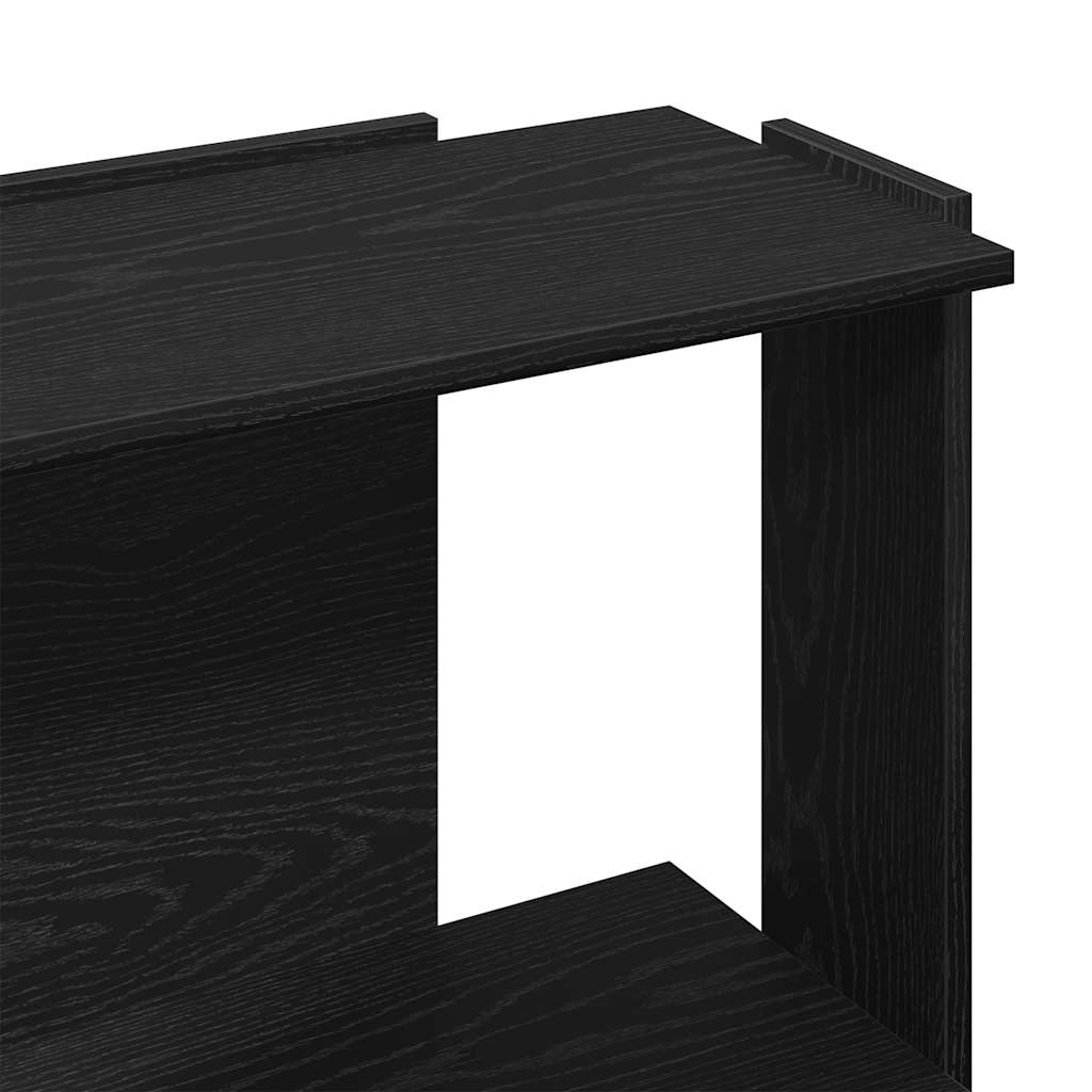 3 szintes fekete szerelt fa könyvespolc 60x30x80 cm