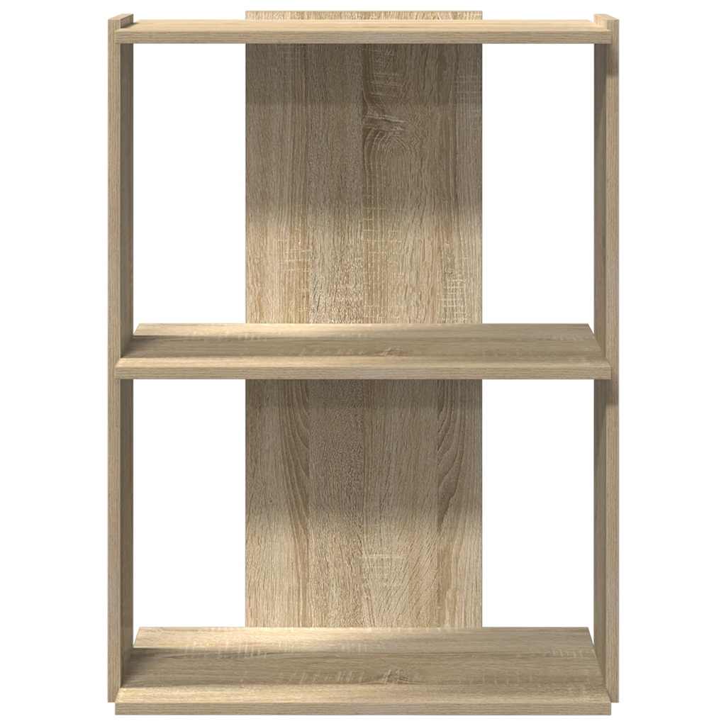 3 szintes sonoma tölgy színű szerelt fa könyvespolc 60x30x80 cm