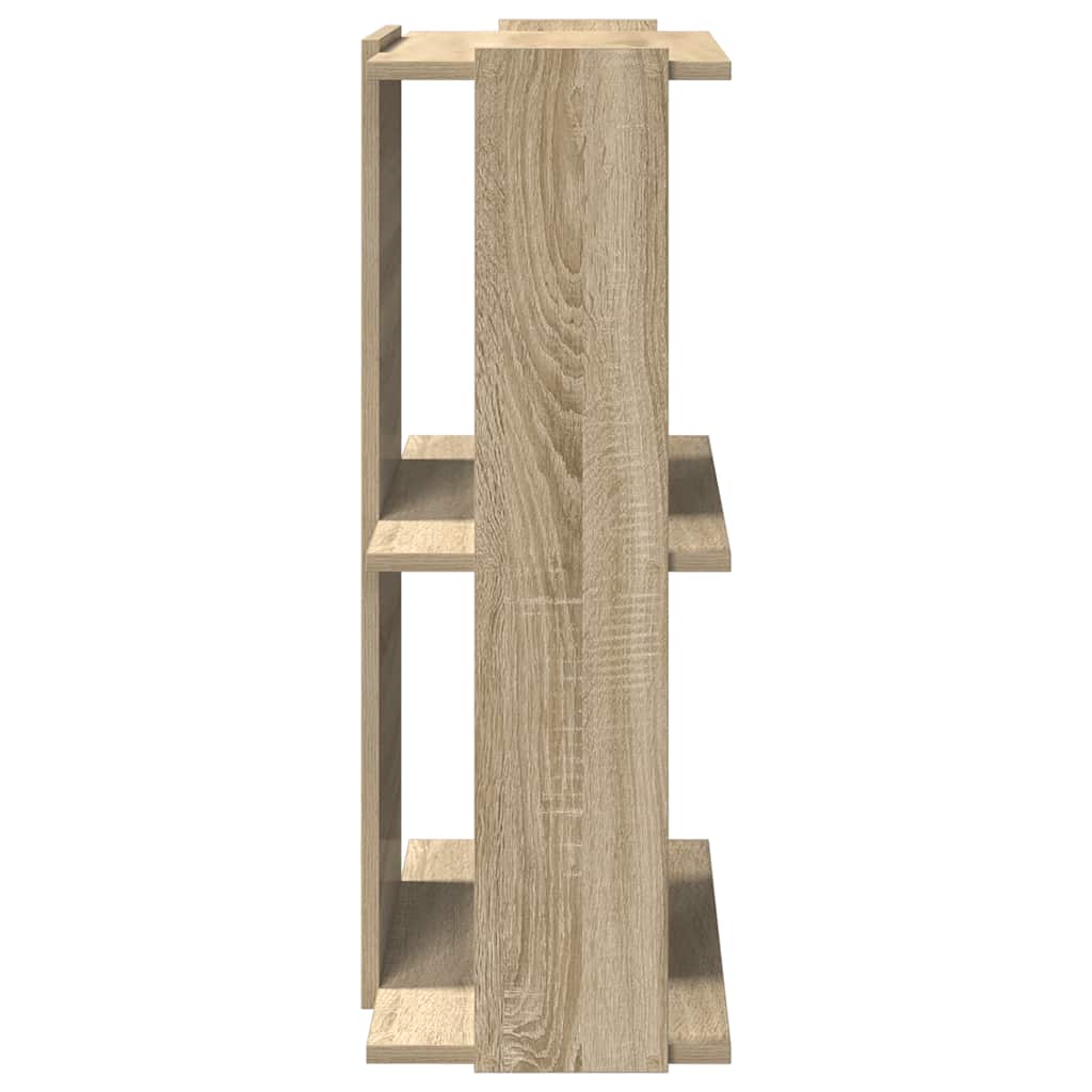 3 szintes sonoma tölgy színű szerelt fa könyvespolc 60x30x80 cm