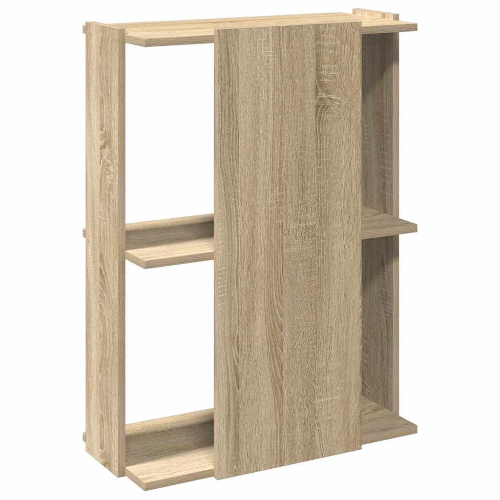 3 szintes sonoma tölgy színű szerelt fa könyvespolc 60x30x80 cm