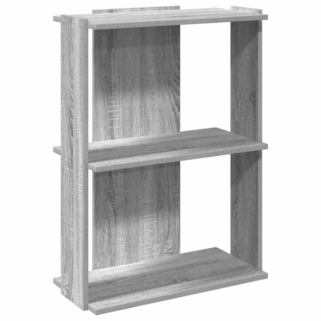 3 szintes szürke sonoma színű szerelt fa könyvespolc 60x30x80cm