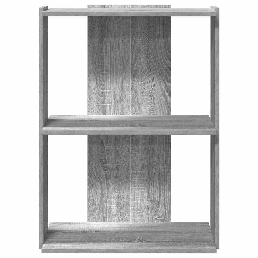 3 szintes szürke sonoma színű szerelt fa könyvespolc 60x30x80cm