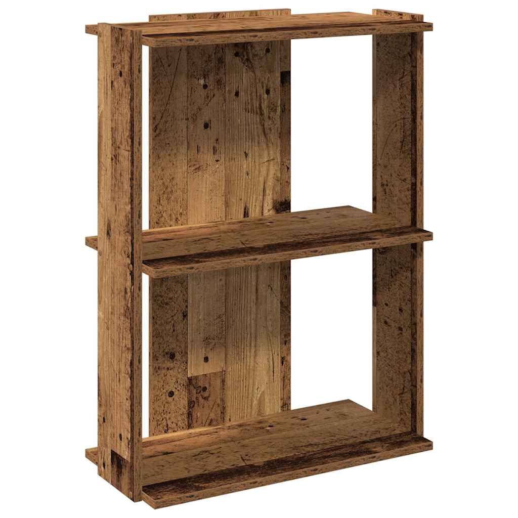 3 szintes antik fa szerelt fa könyvespolc 60x30x80 cm