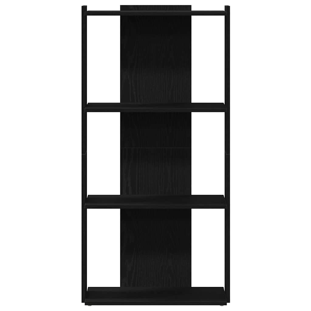 Könyvespolc 3 szintes Fekete 60x30x120 cm Használt fa