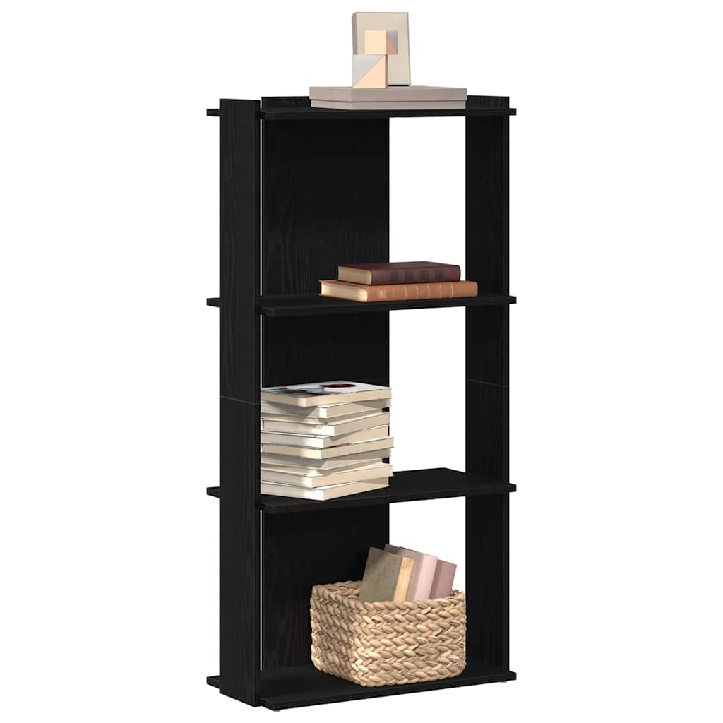 Könyvespolc 3 szintes Fekete 60x30x120 cm Használt fa