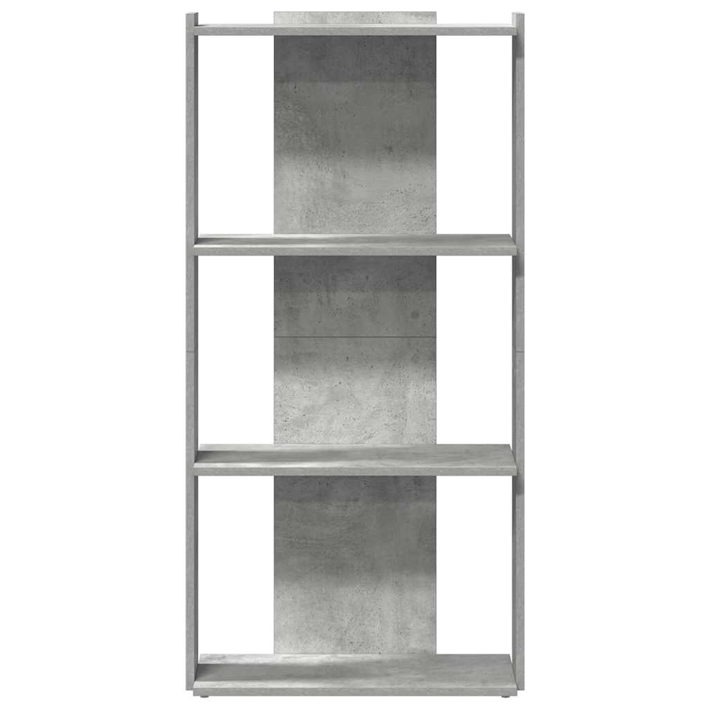 Könyvespolc 3 szintes beton szürke 60x30x120 cm műfa