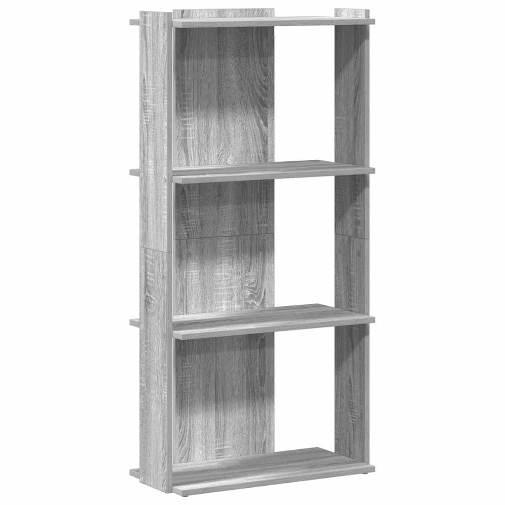 3 szintes szürke sonoma szerelt fa könyvespolc 60 x 30 x 120 cm