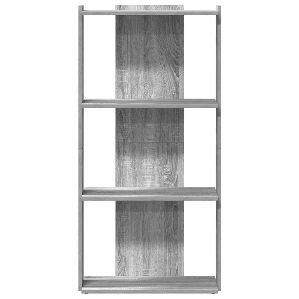 3 szintes szürke sonoma szerelt fa könyvespolc 60 x 30 x 120 cm