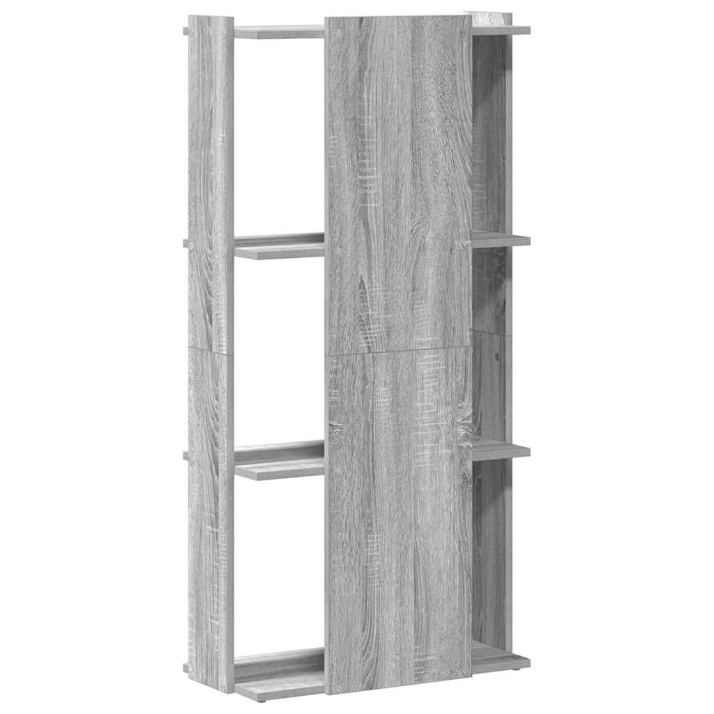 3 szintes szürke sonoma szerelt fa könyvespolc 60 x 30 x 120 cm