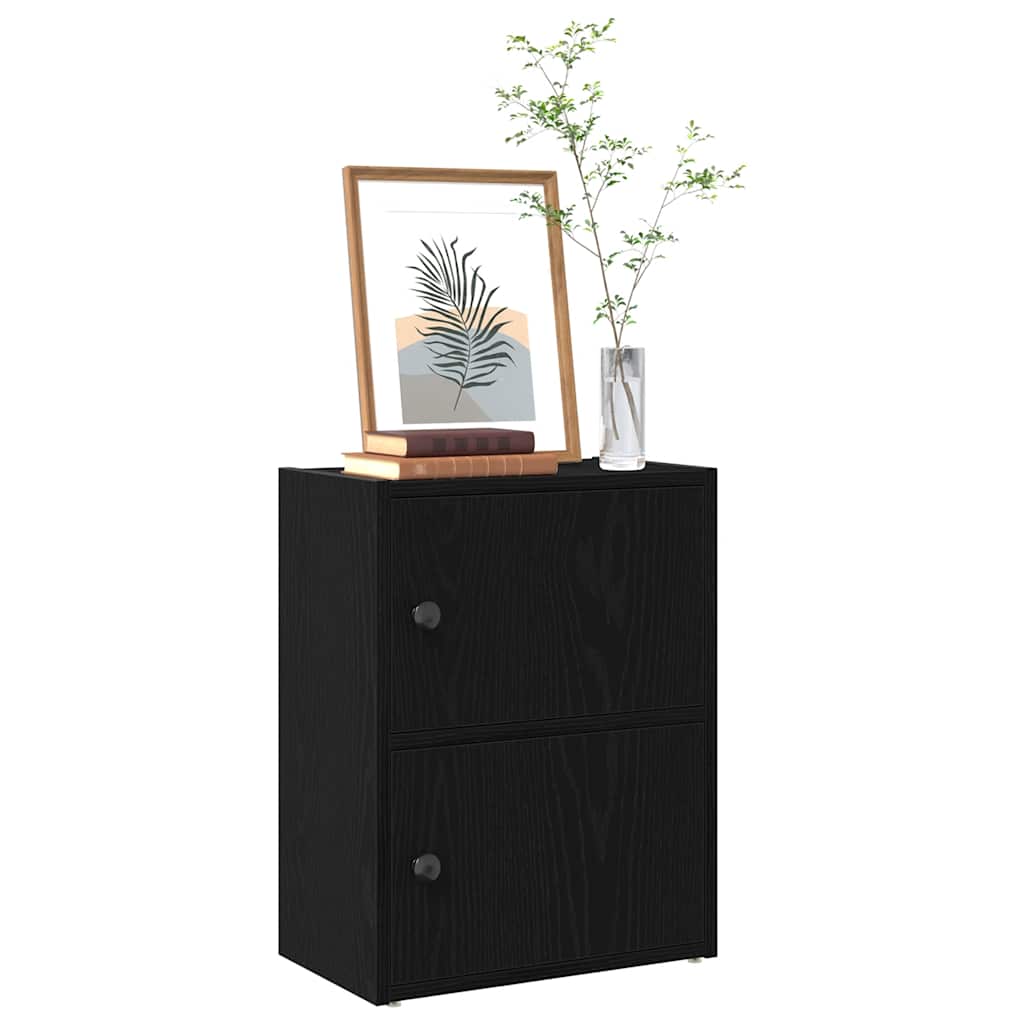 Könyvespolc fekete tölgy 40x24x52 cm gépesített fa