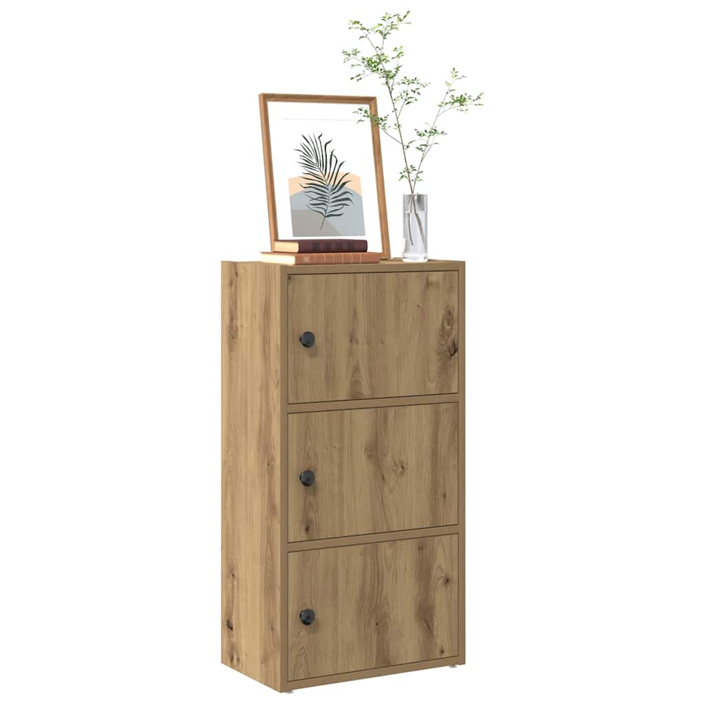 kézműves tölgy színű szerelt fa könyvespolc 40x24x77 cm