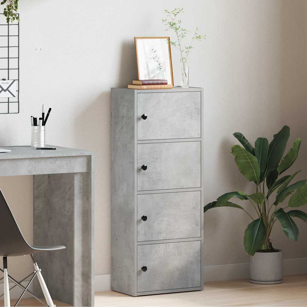 betonszürke szerelt fa könyvespolc 40x24x102 cm