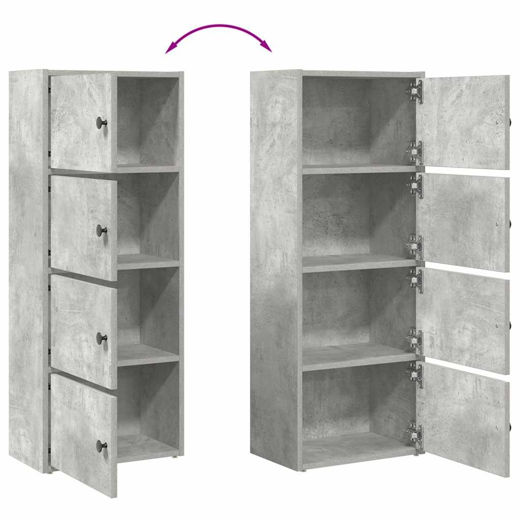 betonszürke szerelt fa könyvespolc 40x24x102 cm