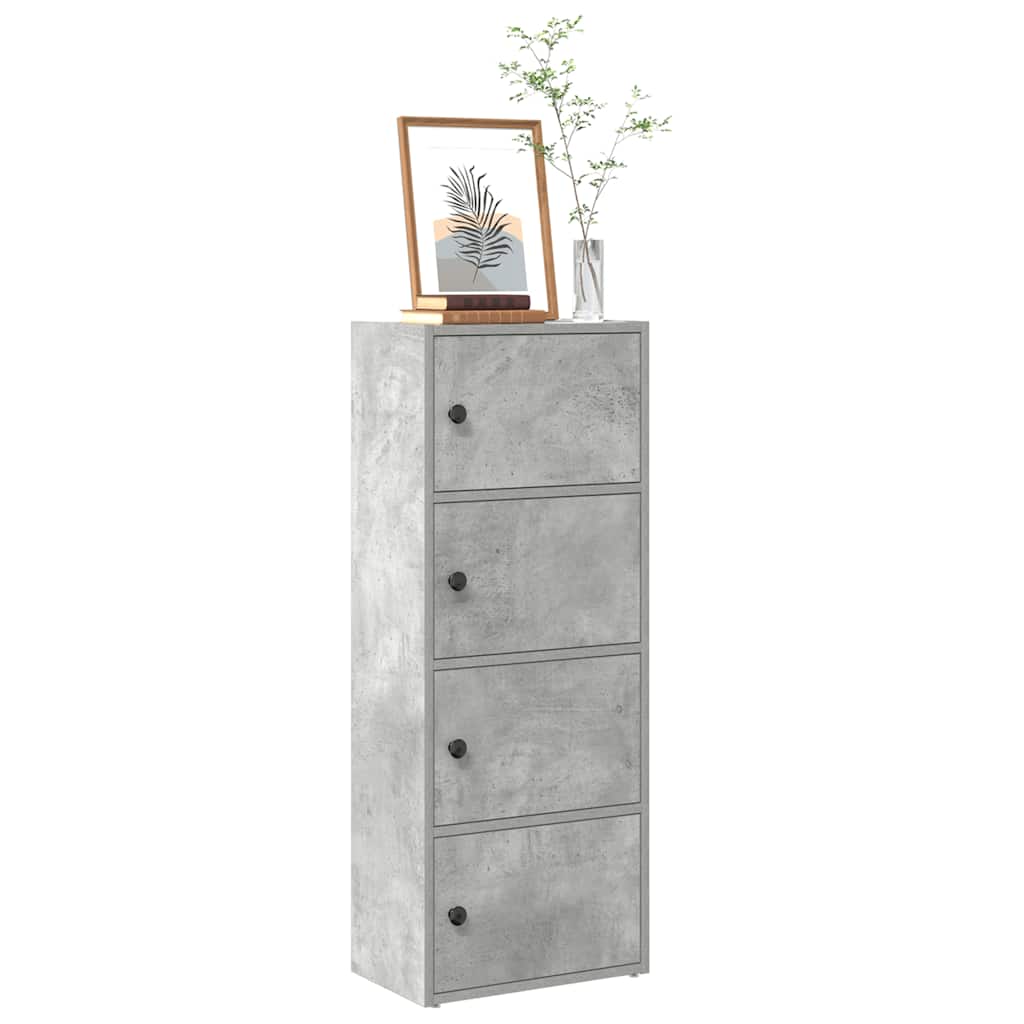betonszürke szerelt fa könyvespolc 40x24x102 cm