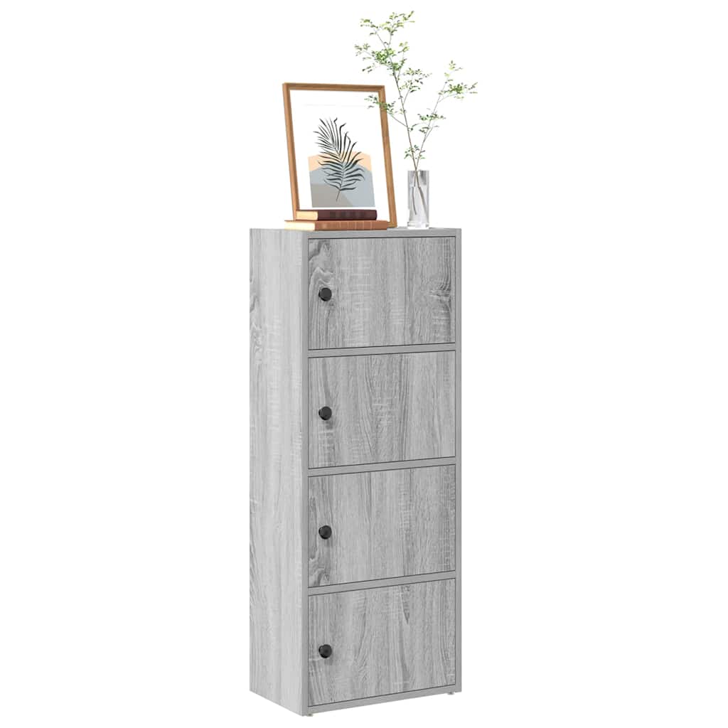 szürke sonoma színű szerelt fa könyvespolc 40x24x102 cm