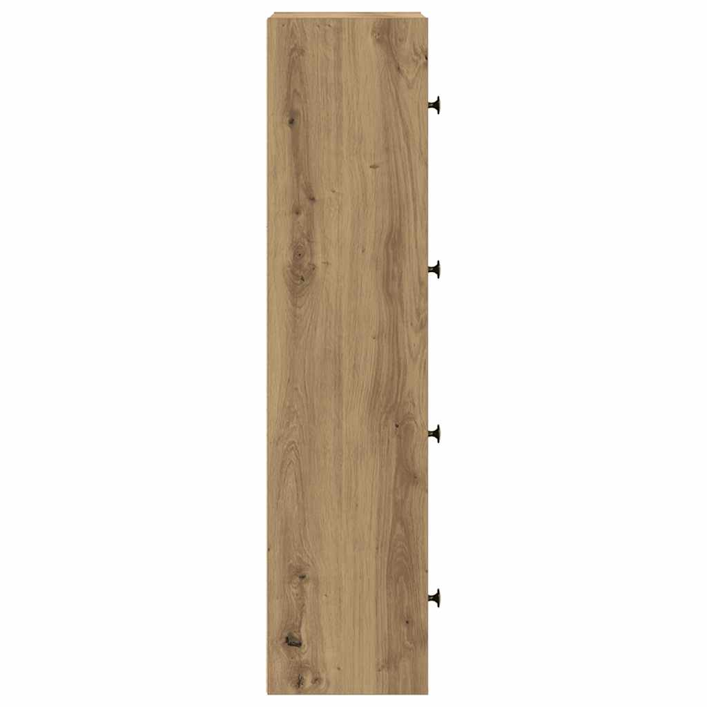 kézműves tölgy színű szerelt fa könyvespolc 40x24x102 cm