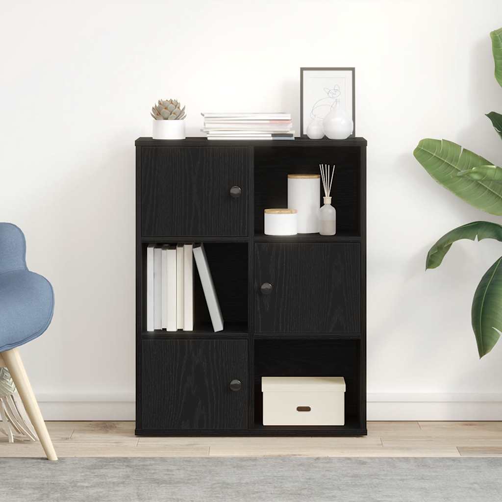Könyvespolc fekete tölgy 60x24x76,5 cm Gépesített fa