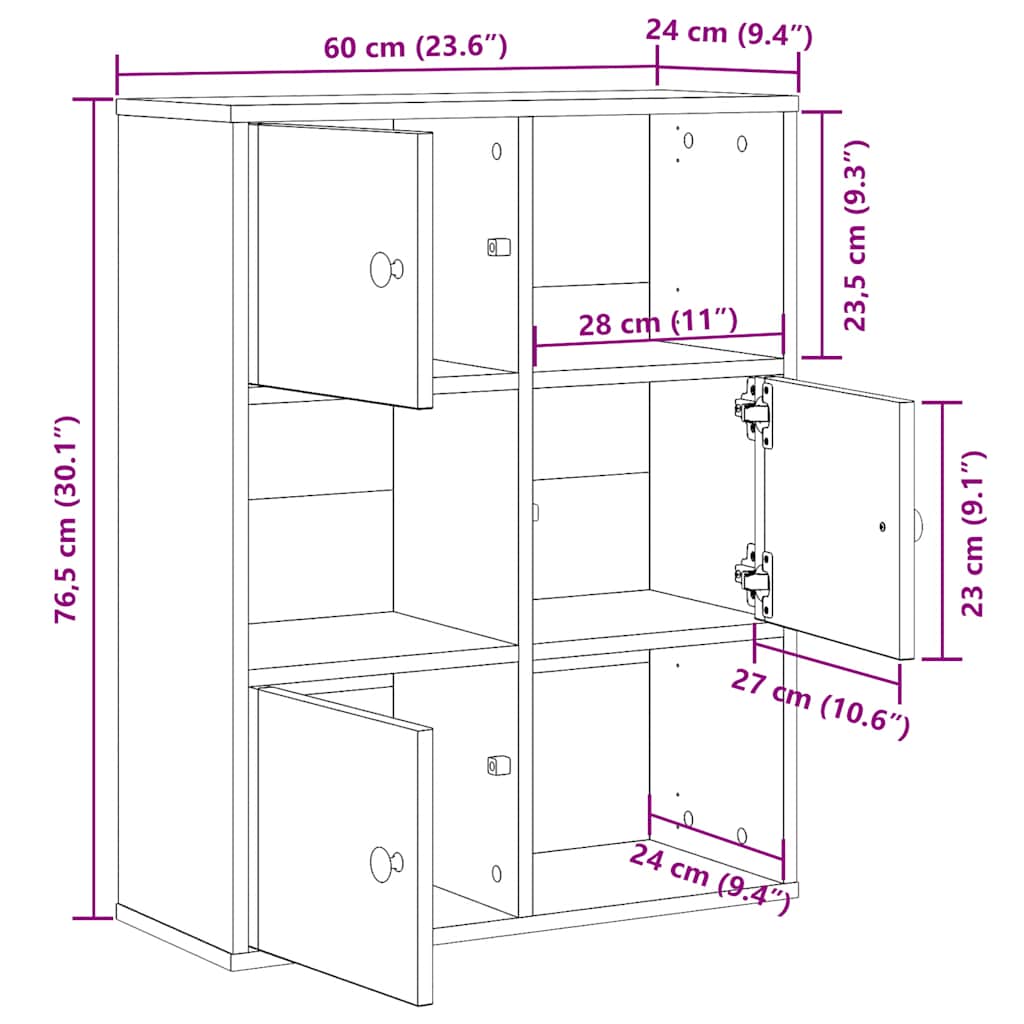 Könyvespolc fekete tölgy 60x24x76,5 cm Gépesített fa
