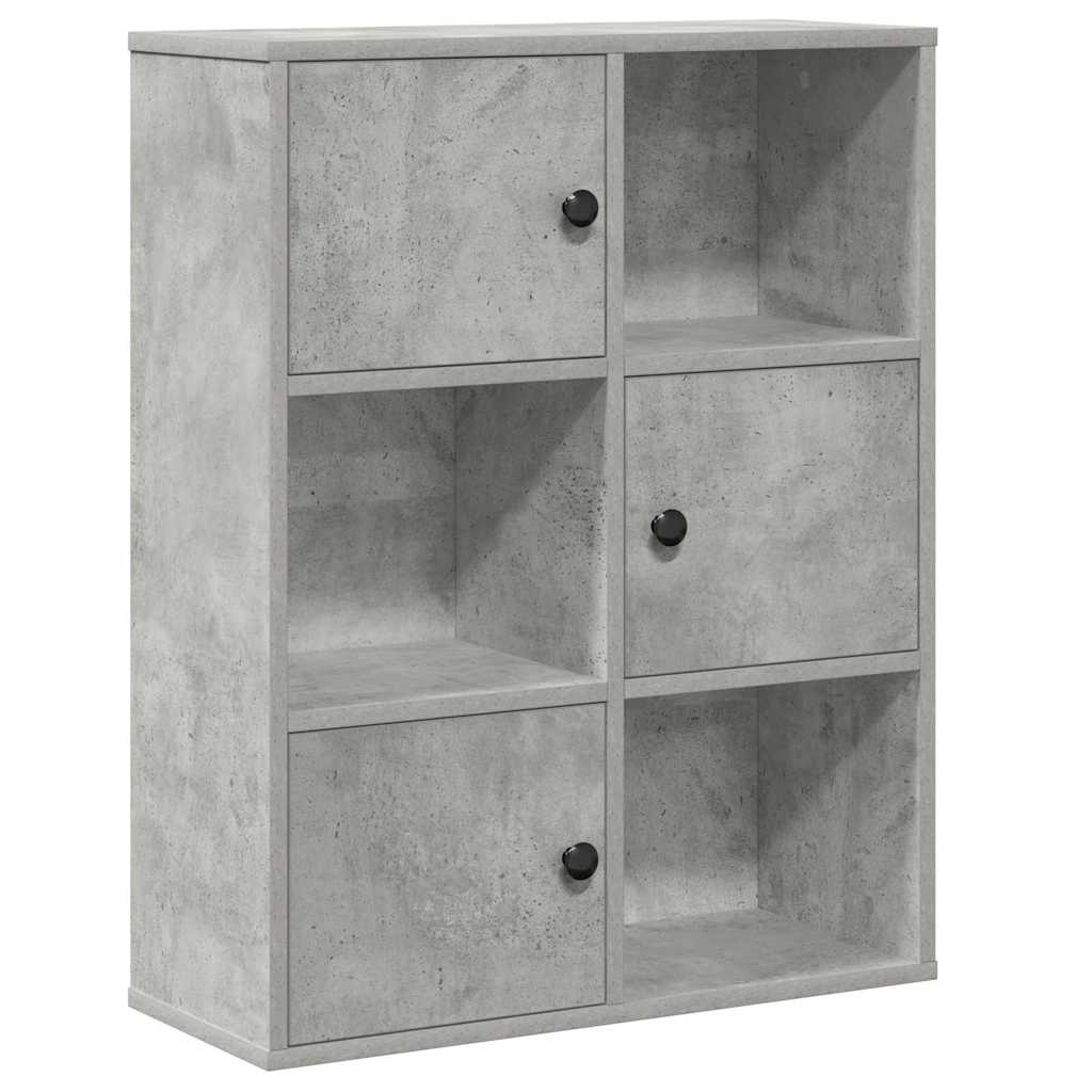 betonszürke szerelt fa könyvespolc 60x24x76,5 cm
