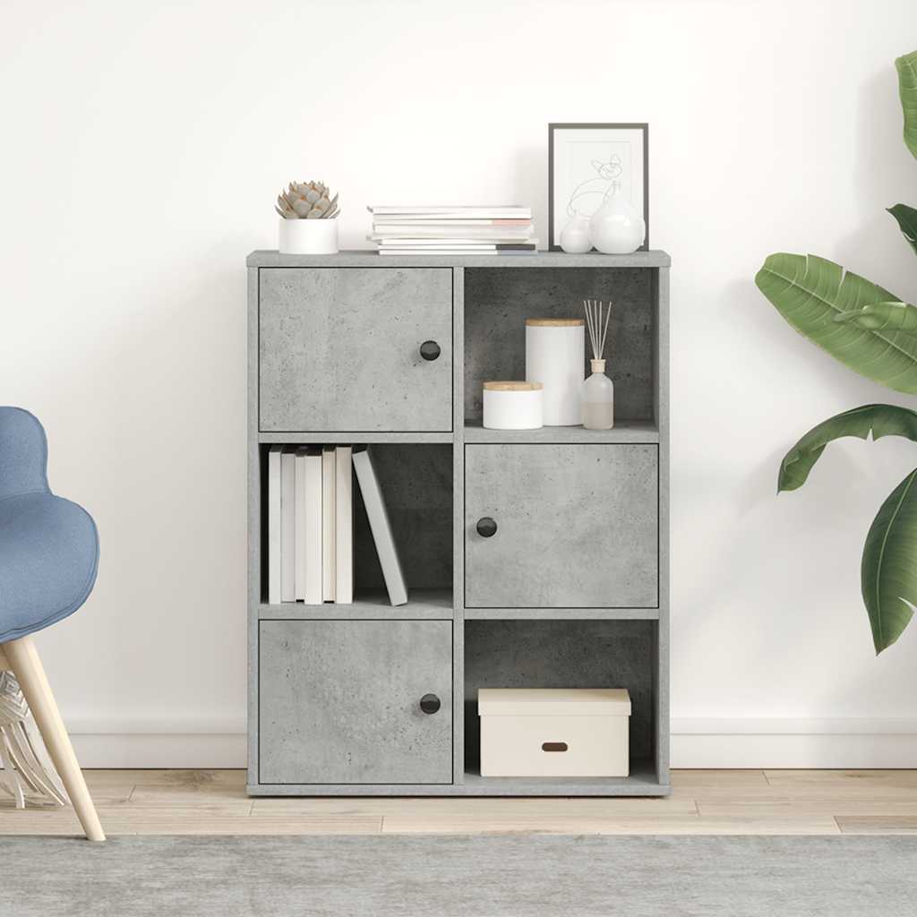 betonszürke szerelt fa könyvespolc 60x24x76,5 cm