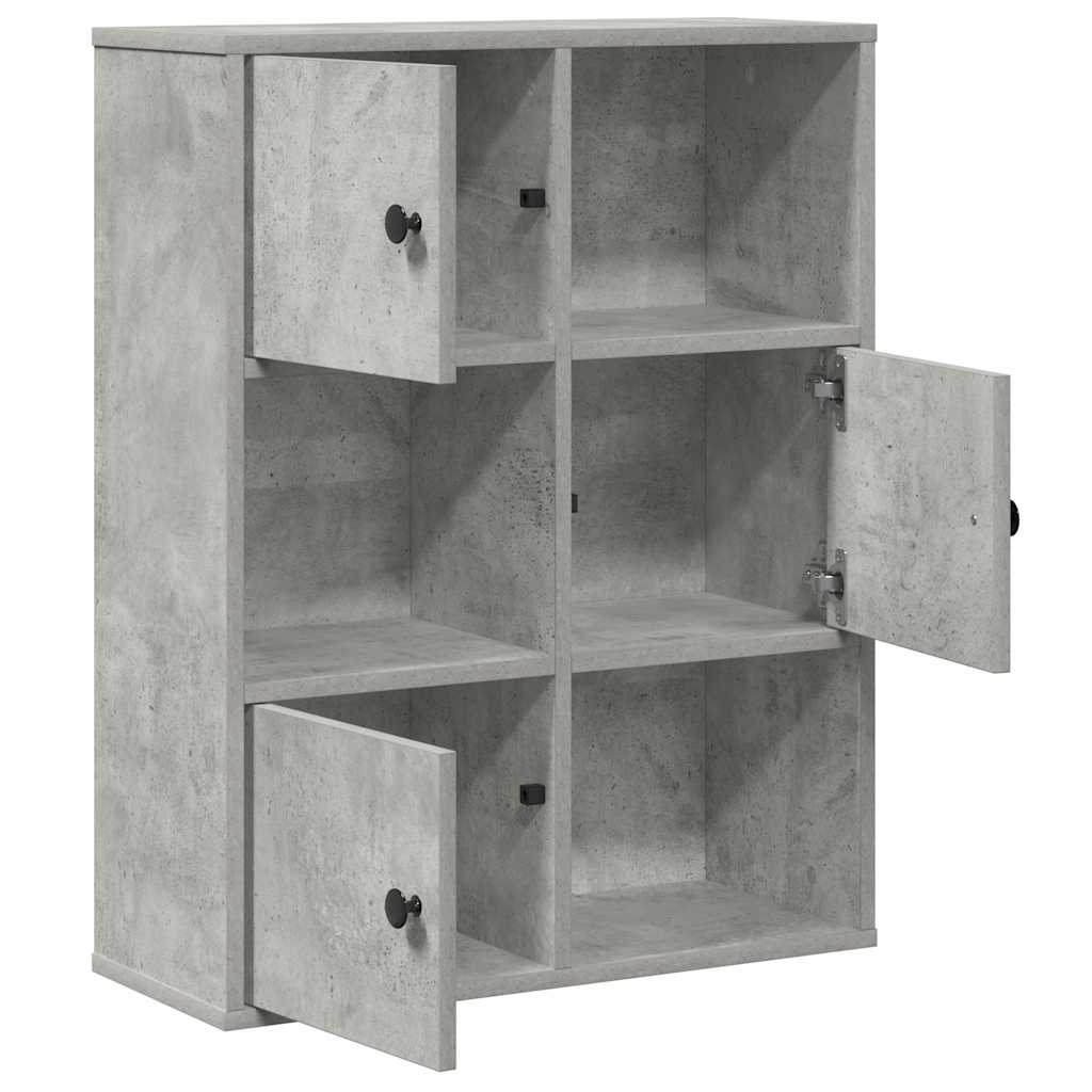 betonszürke szerelt fa könyvespolc 60x24x76,5 cm