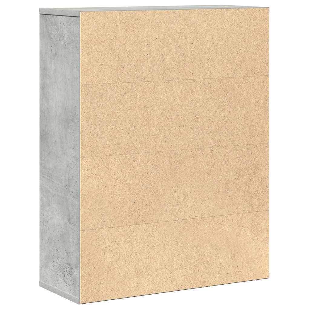 betonszürke szerelt fa könyvespolc 60x24x76,5 cm