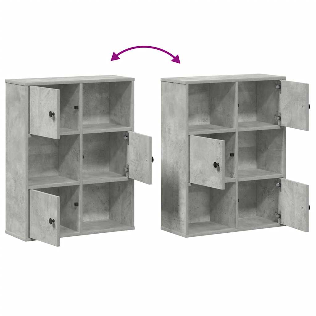 betonszürke szerelt fa könyvespolc 60x24x76,5 cm