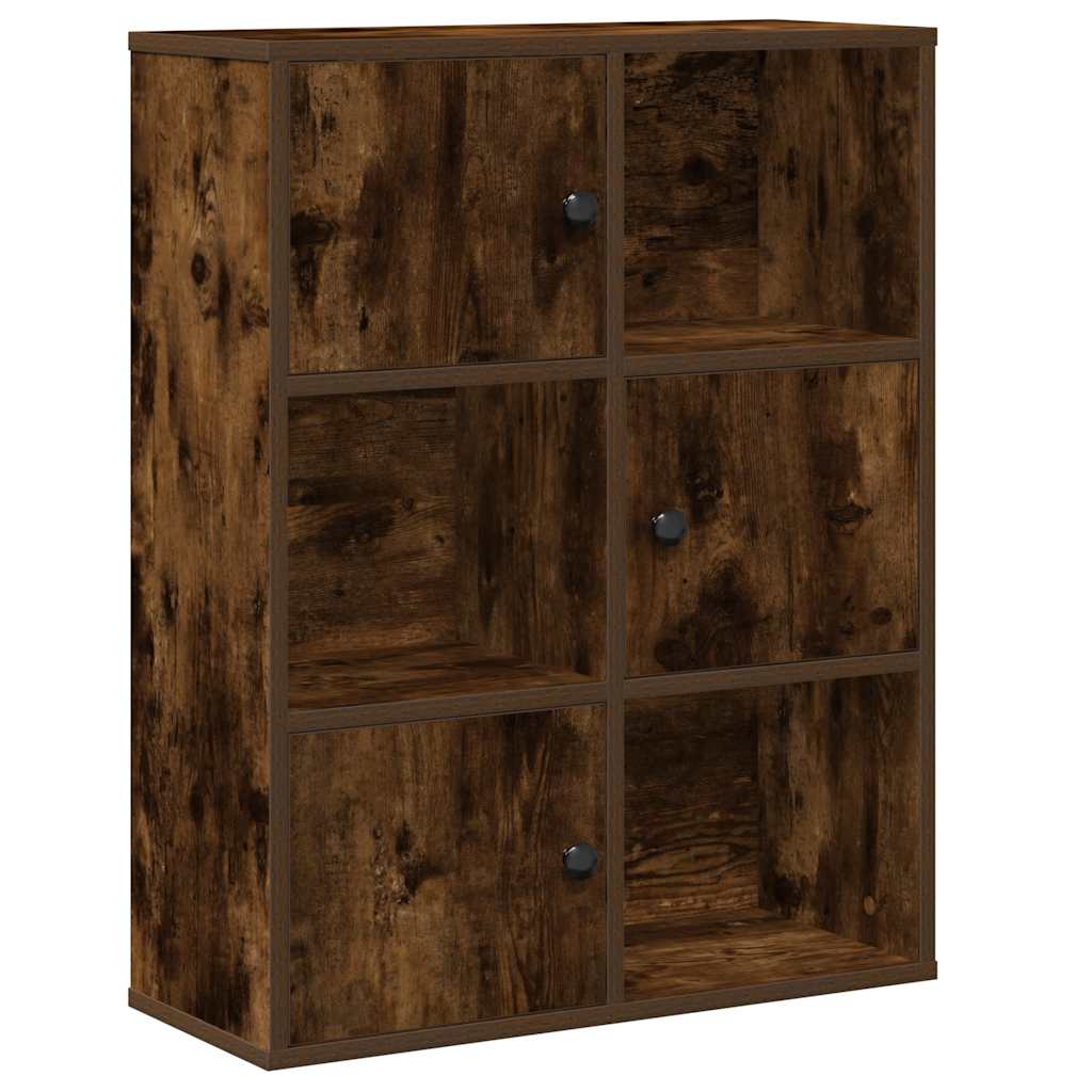füstös tölgy színű szerelt fa könyvszekrény 60x24x76,5 cm