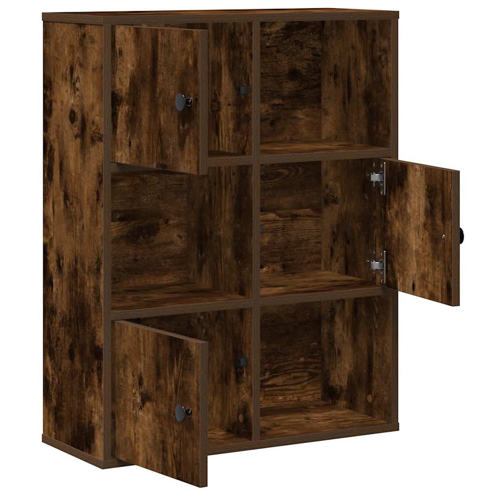 füstös tölgy színű szerelt fa könyvszekrény 60x24x76,5 cm