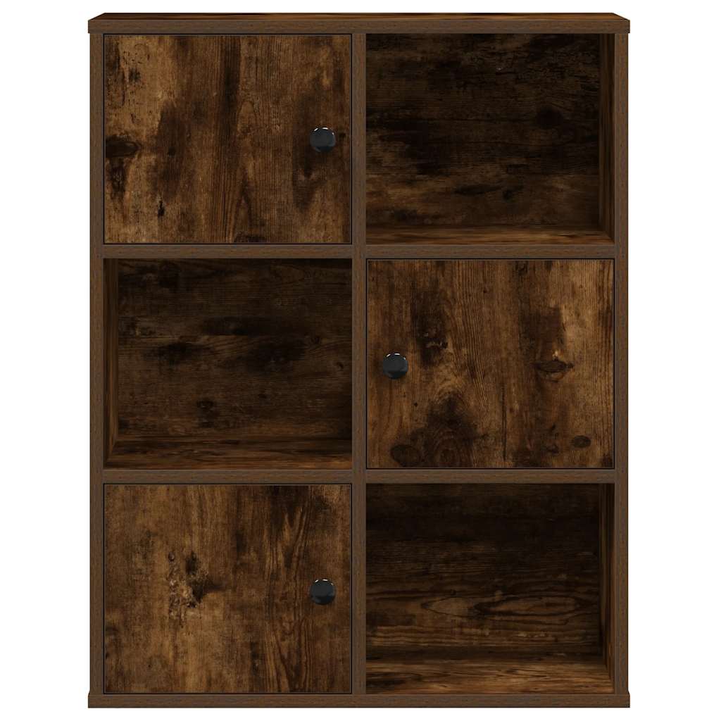 füstös tölgy színű szerelt fa könyvszekrény 60x24x76,5 cm