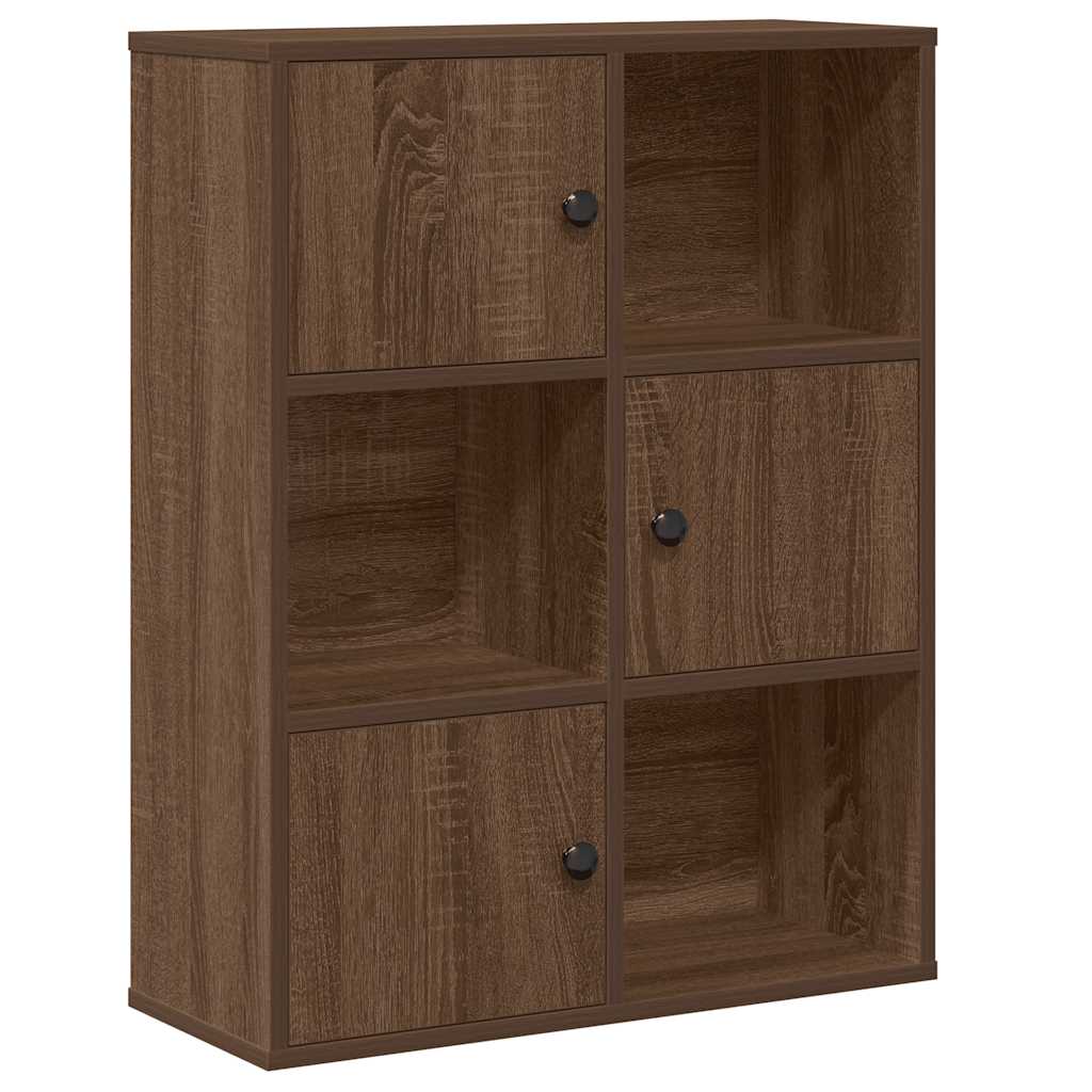 barna tölgy színű szerelt fa könyvszekrény 60x24x76,5 cm
