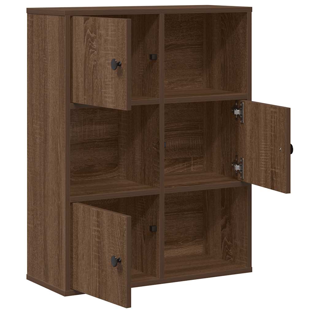 barna tölgy színű szerelt fa könyvszekrény 60x24x76,5 cm