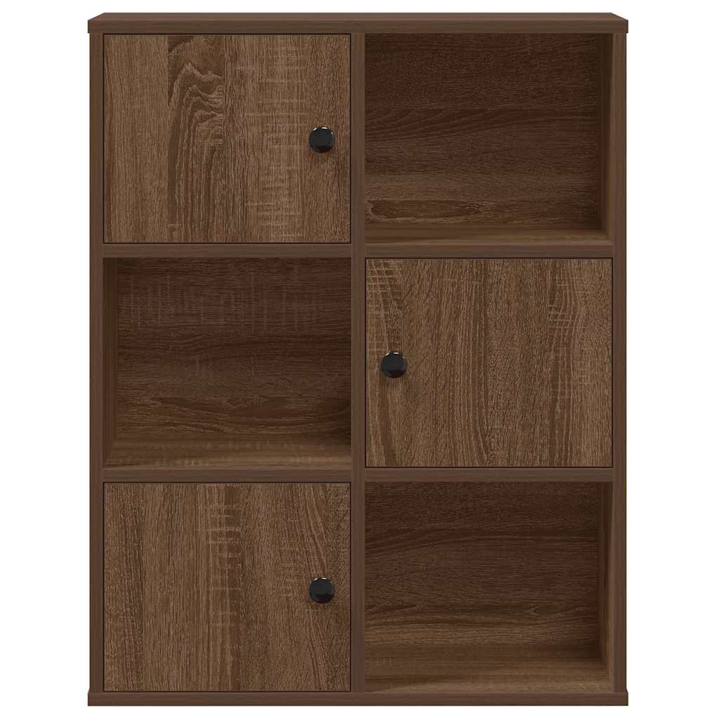 barna tölgy színű szerelt fa könyvszekrény 60x24x76,5 cm