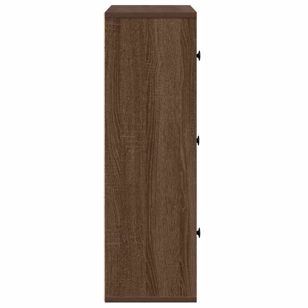 barna tölgy színű szerelt fa könyvszekrény 60x24x76,5 cm