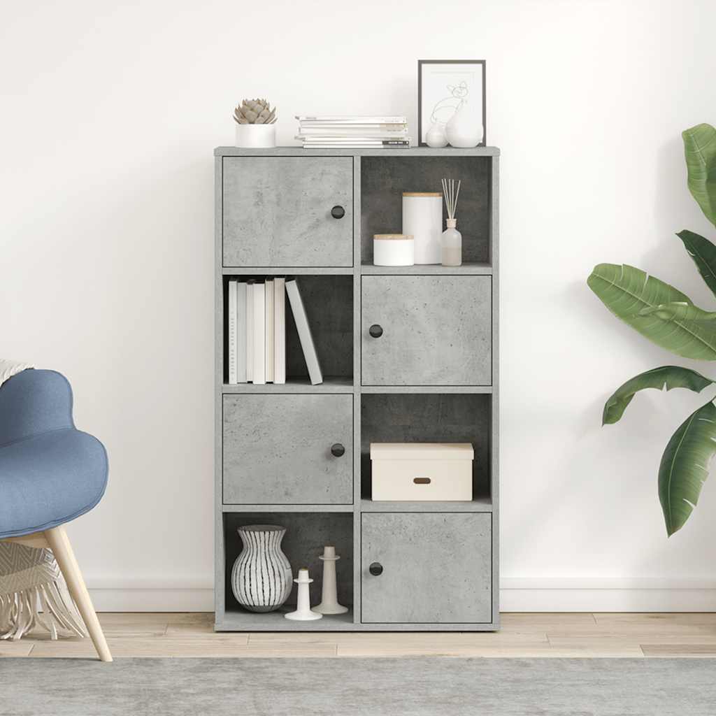 betonszürke szerelt fa könyvespolc 60x24x101,5 cm