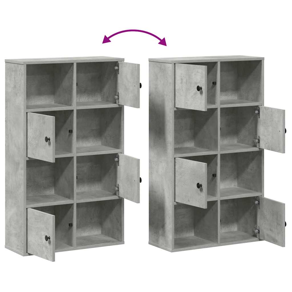 betonszürke szerelt fa könyvespolc 60x24x101,5 cm
