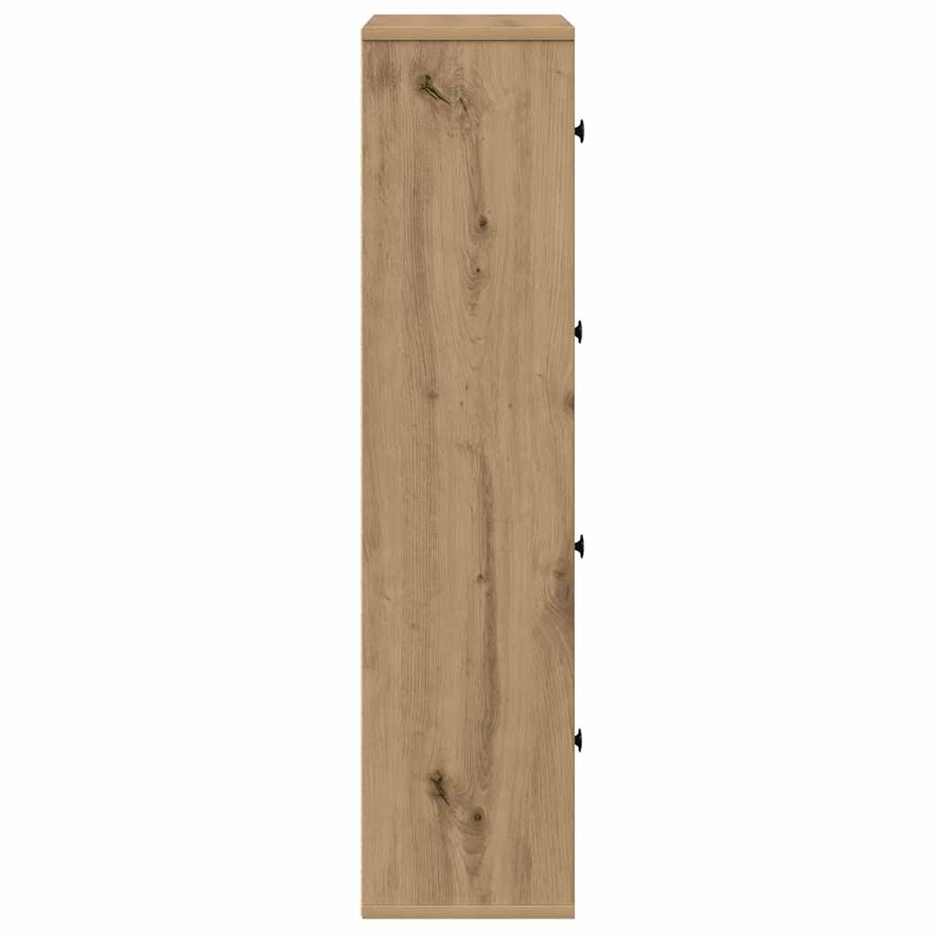 kézműves tölgy színű szerelt fa könyvespolc 60x24x101,5 cm