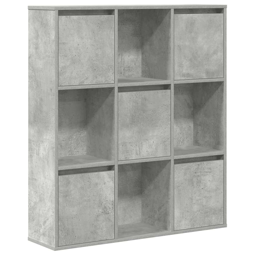 betonszürke szerelt fa könyvespolc 89x24x101,5 cm