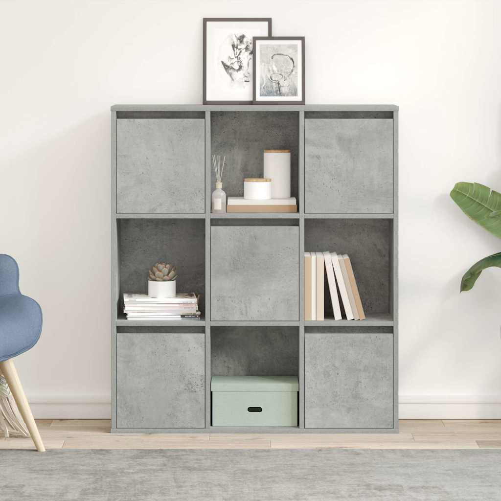 betonszürke szerelt fa könyvespolc 89x24x101,5 cm