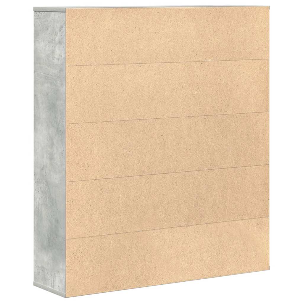 betonszürke szerelt fa könyvespolc 89x24x101,5 cm