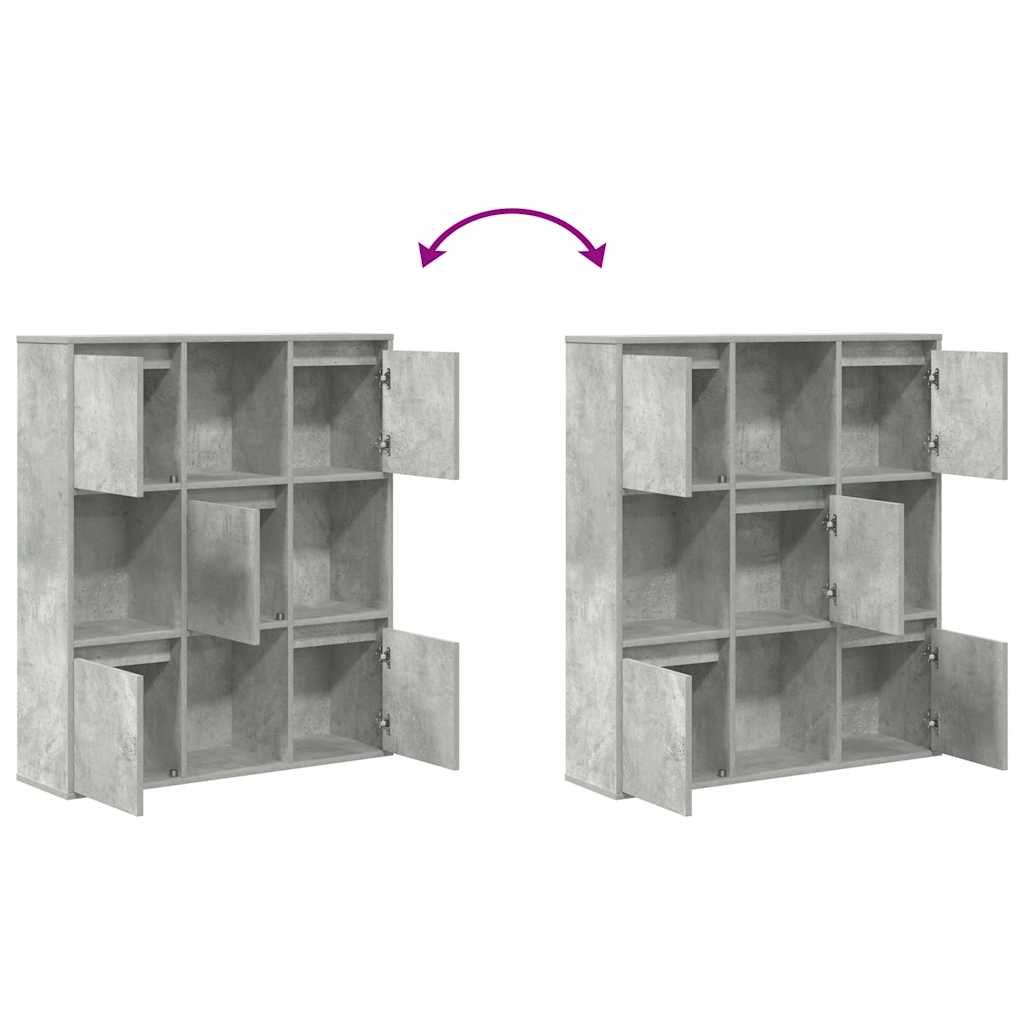betonszürke szerelt fa könyvespolc 89x24x101,5 cm